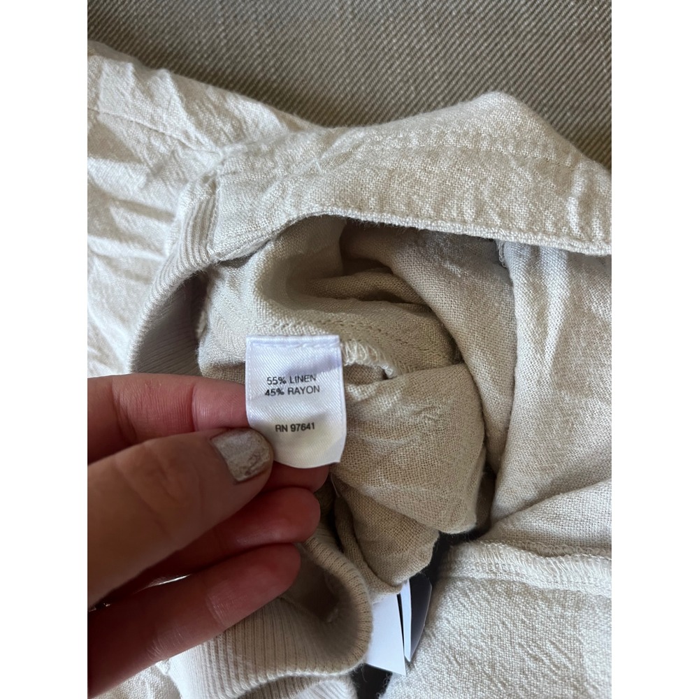 J. Jill Pure Linen Cropped Pants Sea Salt Beige Petite Large LP NWT 062072 - Picture 14 of 15